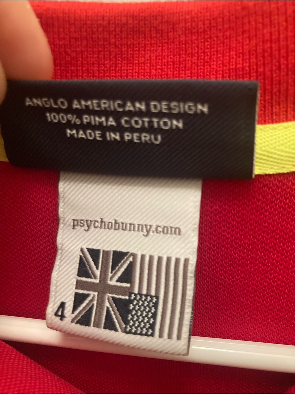Psycho Bunny Red Polo with Yellow Trim - Picture 5 of 6